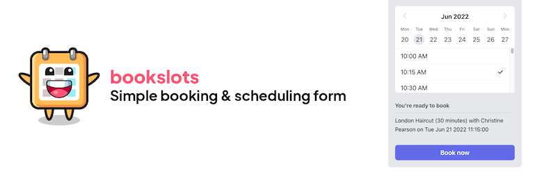 BookSlots – Simple Booking Form Preview Wordpress Plugin - Rating, Reviews, Demo & Download