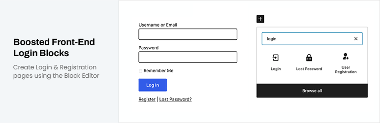 Boosted Front-end Login Preview Wordpress Plugin - Rating, Reviews, Demo & Download