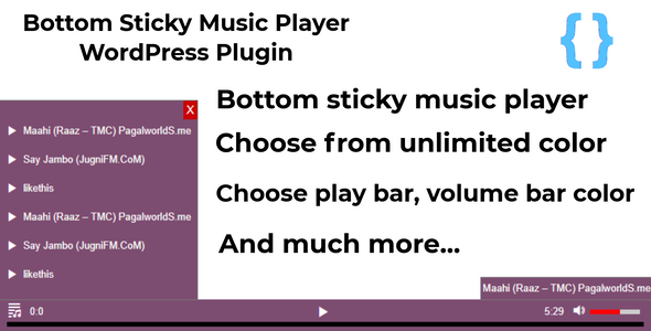 Bottom Sticky Music Player WordPress Plugin Preview - Rating, Reviews, Demo & Download