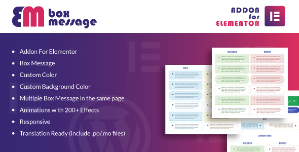 Box Message For Elementor WordPress Plugin Preview - Rating, Reviews, Demo & Download