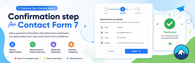 BPOTech Confirm Step For Contact Form 7 Preview Wordpress Plugin - Rating, Reviews, Demo & Download
