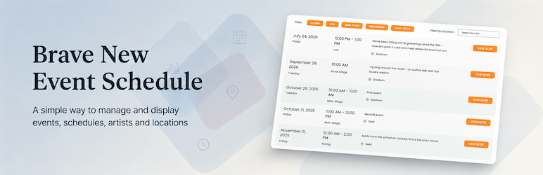 Brave New Event Schedule Preview Wordpress Plugin - Rating, Reviews, Demo & Download