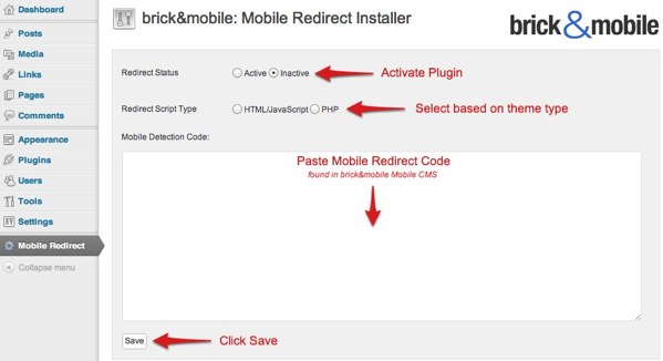 Brick&mobile Mobile Redirect Installer Preview Wordpress Plugin - Rating, Reviews, Demo & Download
