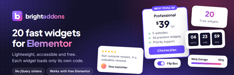 Bright Addons For Elementor Preview Wordpress Plugin - Rating, Reviews, Demo & Download