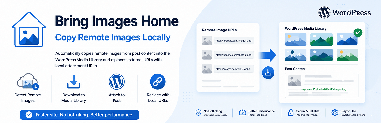Bring Images Home – Copy Remote Images Locally Preview Wordpress Plugin - Rating, Reviews, Demo & Download