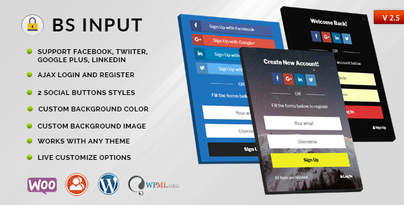BS Input – Social Login And Register Popup With Shortcode & Site Locker Preview Wordpress Plugin - Rating, Reviews, Demo & Download