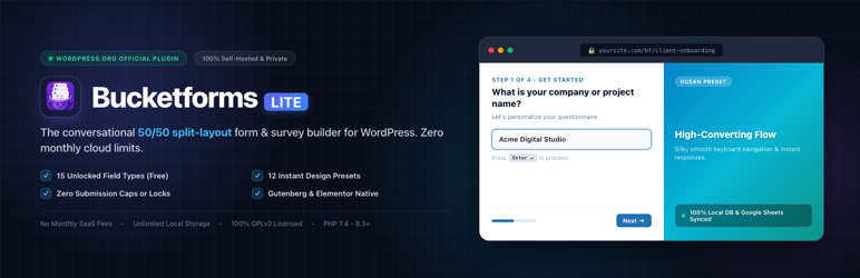 Bucketforms Lite Preview Wordpress Plugin - Rating, Reviews, Demo & Download