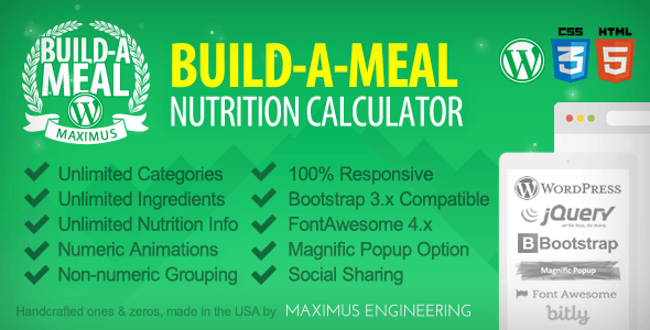 Build A Meal – Wordpress Nutrition Calculator Plugin Preview - Rating, Reviews, Demo & Download