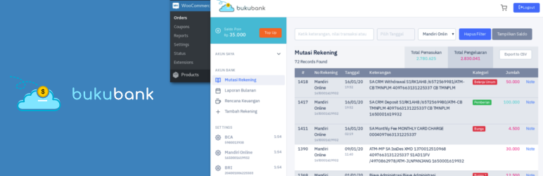 Bukubank Woocommerce – Cek Mutasi Bank Dan Pembayaran Secara Otomatis Rekening Indonesia Preview Wordpress Plugin - Rating, Reviews, Demo & Download