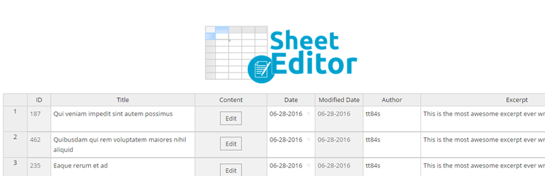 Bulk Edit Posts And Products In Spreadsheet Preview Wordpress Plugin - Rating, Reviews, Demo & Download