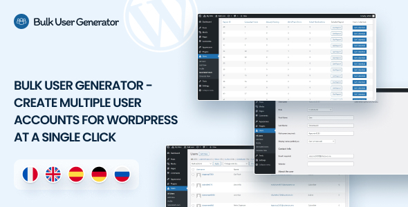 Bulk User Generator – Create Multiple User Accounts For WrodPress At A Single Click Preview Wordpress Plugin - Rating, Reviews, Demo & Download