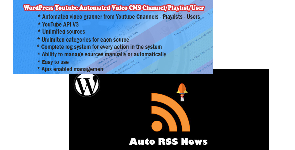 Bundle : Auto Rss News And Youtube CMS Preview Wordpress Plugin - Rating, Reviews, Demo & Download