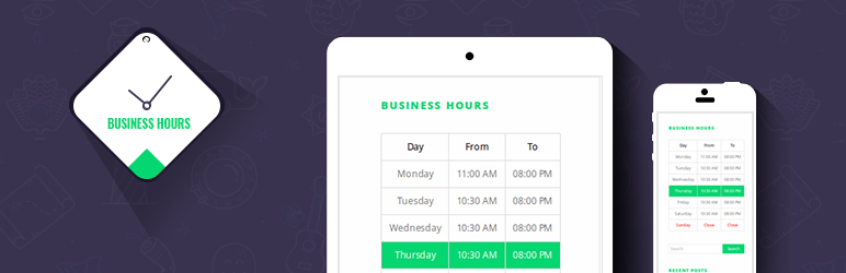 Business Opening Hours Preview Wordpress Plugin - Rating, Reviews, Demo & Download