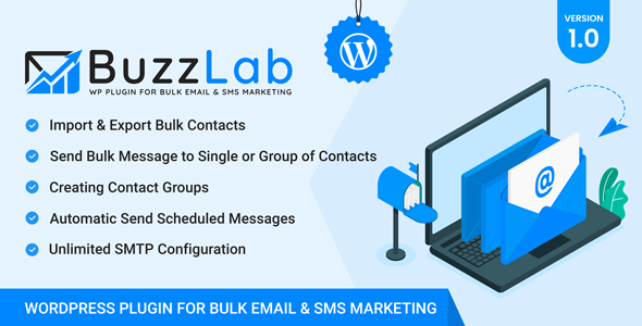 Buzzlab – Bulk Email And SMS Marketing WordPress Plugin Preview - Rating, Reviews, Demo & Download
