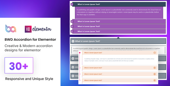BWD Accordion Addon For Elementor Preview Wordpress Plugin - Rating, Reviews, Demo & Download