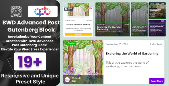 BWD Advanced Blog Post Block Plugin For Gutenberg Preview - Rating, Reviews, Demo & Download