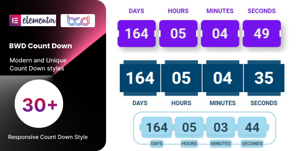 BWD Count Down Addon For Elementor Preview Wordpress Plugin - Rating, Reviews, Demo & Download