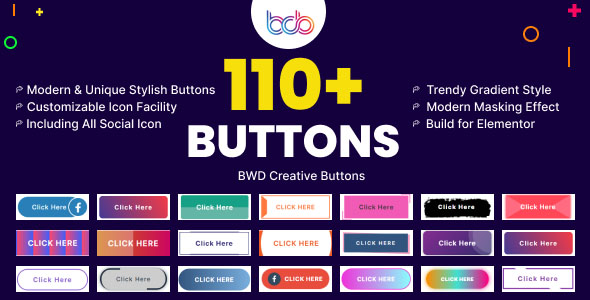 BWD Creative Buttons Elementor Addon Preview Wordpress Plugin - Rating, Reviews, Demo & Download
