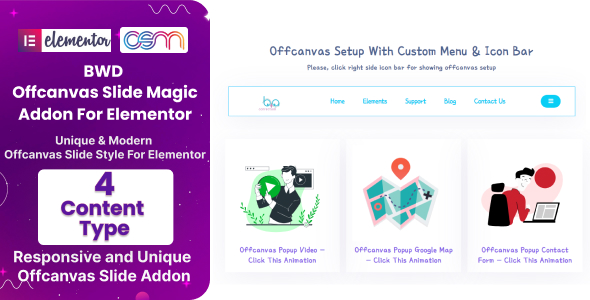 BWD Offcanvas Slide Magic Addon For Elementor Preview Wordpress Plugin - Rating, Reviews, Demo & Download