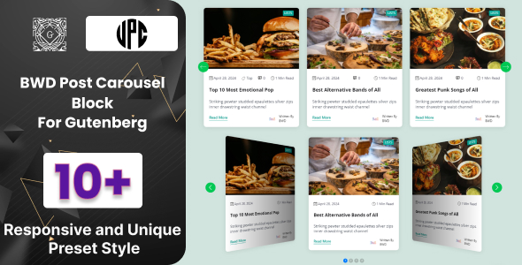 BWD Post Carousel Block For Gutenberg Preview Wordpress Plugin - Rating, Reviews, Demo & Download