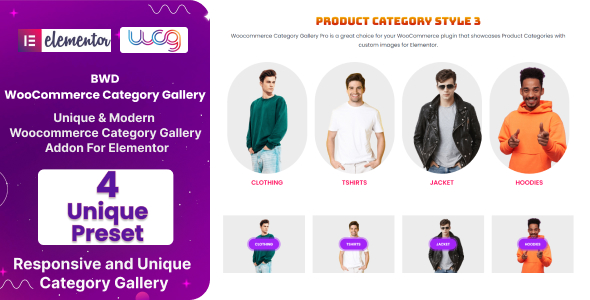 BWD WooCommerce Category Gallery Addon For Elementor Preview Wordpress Plugin - Rating, Reviews, Demo & Download