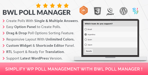 BWL Poll Manager Preview Wordpress Plugin - Rating, Reviews, Demo & Download