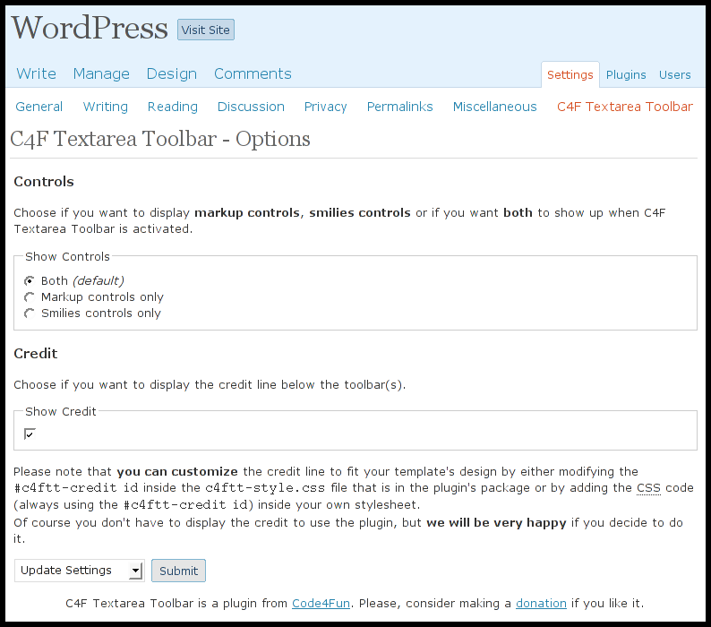 C4F Textarea Toolbar Preview Wordpress Plugin - Rating, Reviews, Demo & Download