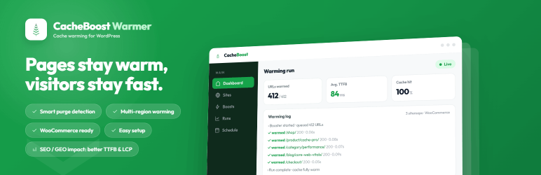 CacheBoost Warmer Preview Wordpress Plugin - Rating, Reviews, Demo & Download