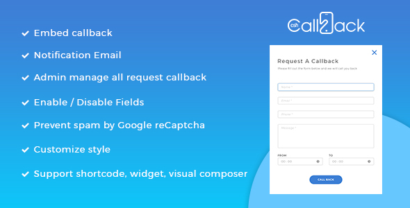 Call Back – Manager Call Me Back WordPress Plugin Preview - Rating, Reviews, Demo & Download