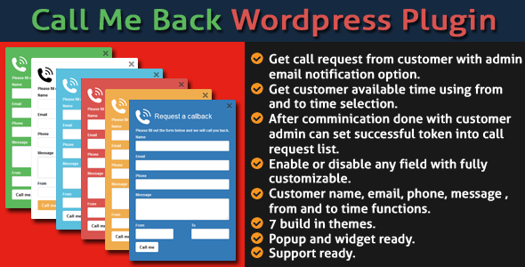 Call Me Back WordPress Plugin Preview - Rating, Reviews, Demo & Download