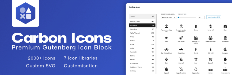 Carbon Icons – Powerful Icon Block And SVG Inserter For Gutenberg Preview Wordpress Plugin - Rating, Reviews, Demo & Download