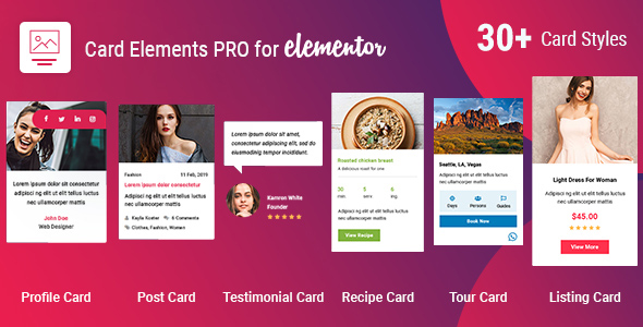 Card Elements Pro For Elementor Preview Wordpress Plugin - Rating, Reviews, Demo & Download