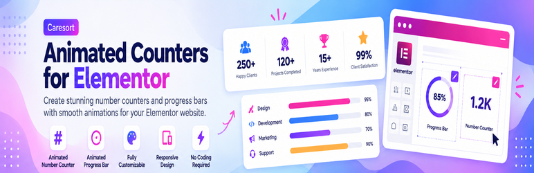 Caresort Animated Counters For Elementor Preview Wordpress Plugin - Rating, Reviews, Demo & Download