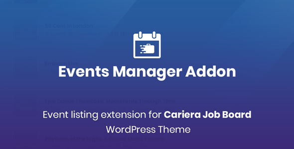 Cariera Events Manager Add-on Preview Wordpress Plugin - Rating, Reviews, Demo & Download