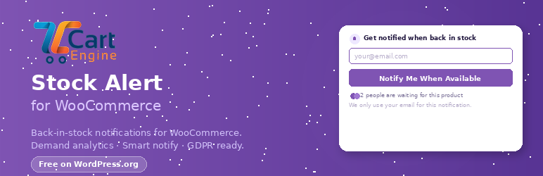 CartEngine Back In Stock Alerts For WooCommerce Preview Wordpress Plugin - Rating, Reviews, Demo & Download