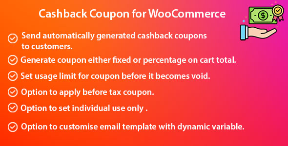 Cashback Coupon For WooCommerce Preview Wordpress Plugin - Rating, Reviews, Demo & Download