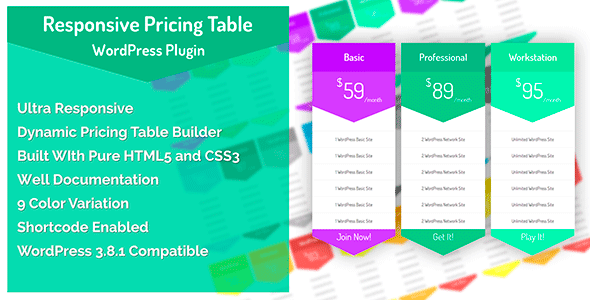 CCR Responsive WordPress Pricing Table Plugin Preview - Rating, Reviews, Demo & Download