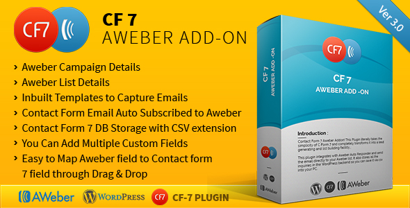 CF7 Aweber Add-on Preview Wordpress Plugin - Rating, Reviews, Demo & Download
