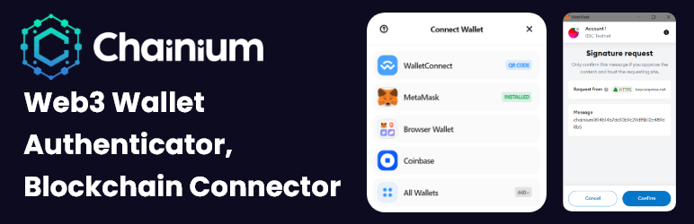 Chainium – Web3 Wallet Authenticator, Blockchain Connector Preview Wordpress Plugin - Rating, Reviews, Demo & Download