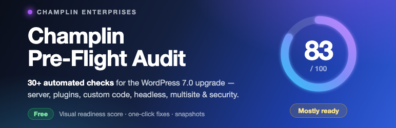 Champlin Pre-Flight Audit Preview Wordpress Plugin - Rating, Reviews, Demo & Download