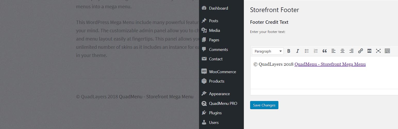 Change Storefront Footer Copyright Text Preview Wordpress Plugin - Rating, Reviews, Demo & Download