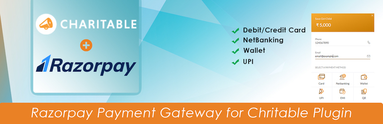 Charitable – Razorpay Payment Gateway Preview Wordpress Plugin - Rating, Reviews, Demo & Download