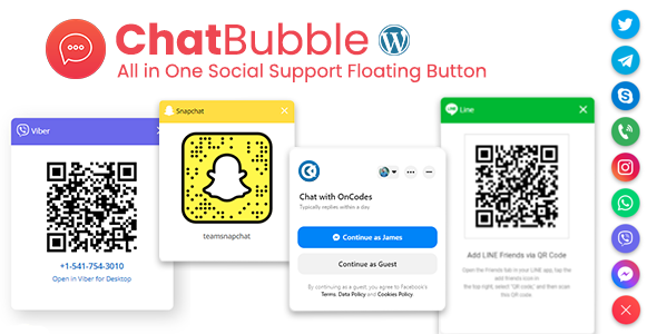 ChatBubble – All In One Social Support Floating Button Preview Wordpress Plugin - Rating, Reviews, Demo & Download