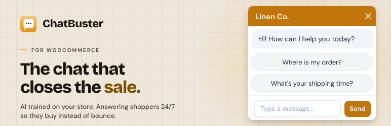 ChatBuster: AI Chat For WooCommerce Preview Wordpress Plugin - Rating, Reviews, Demo & Download