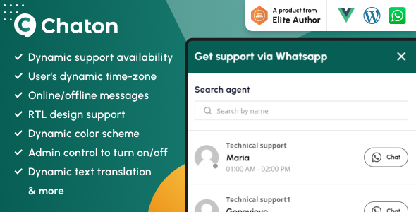 Chaton – WhatsApp Chat WordPress Plugin Preview - Rating, Reviews, Demo & Download