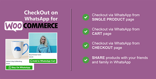 Checkout On WhatsApp For WooCommerce Preview Wordpress Plugin - Rating, Reviews, Demo & Download