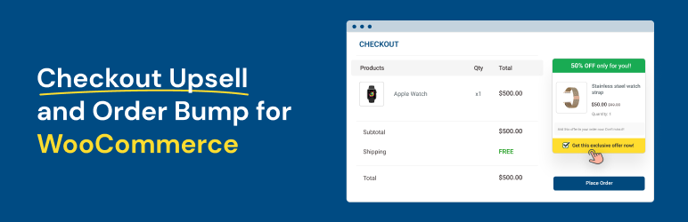 Checkout Upsell For WooCommerce – Smart Offers And WooCommerce Order Bumps Preview Wordpress Plugin - Rating, Reviews, Demo & Download