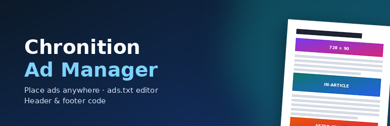 Chronition Ad Manager Preview Wordpress Plugin - Rating, Reviews, Demo & Download