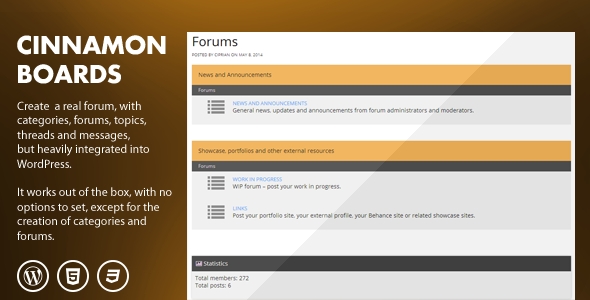 Cinnamon Boards – Integrated WordPress Forums Preview - Rating, Reviews, Demo & Download
