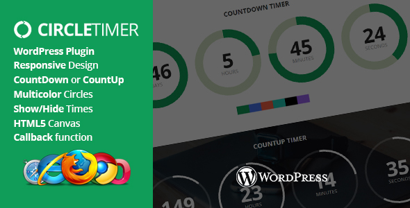 CircleTimer – JQuery Countdown Timer WordPress Plugin Preview - Rating, Reviews, Demo & Download